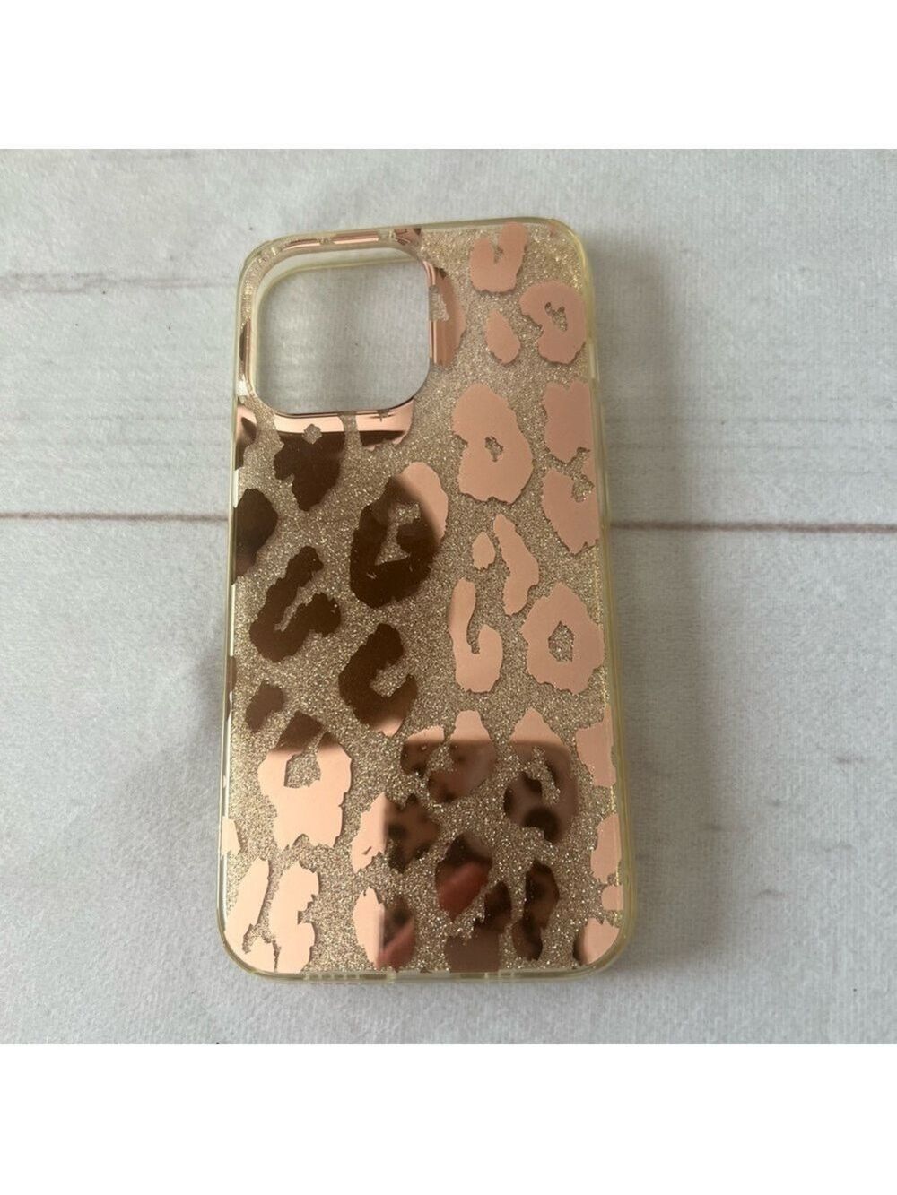 Leopard Glitter Shiny Mirror Embellishment Case for iPhone 13 Pro 6.1 inch - Picture 3 of 14